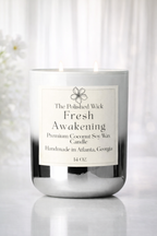 Candle with a label on a white background