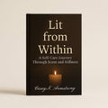 Book titled 'Lit from Within' with a candle illustration on a beige background
