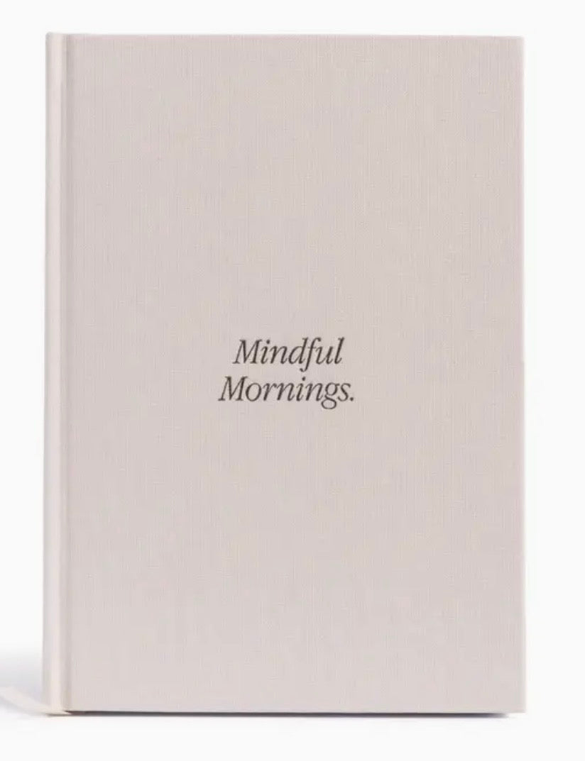Book titled 'Mindful Mornings' on a white background