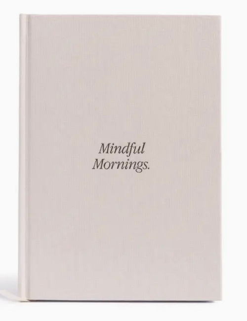 Book titled 'Mindful Mornings' on a white background
