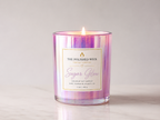 Candle with a label on a light background