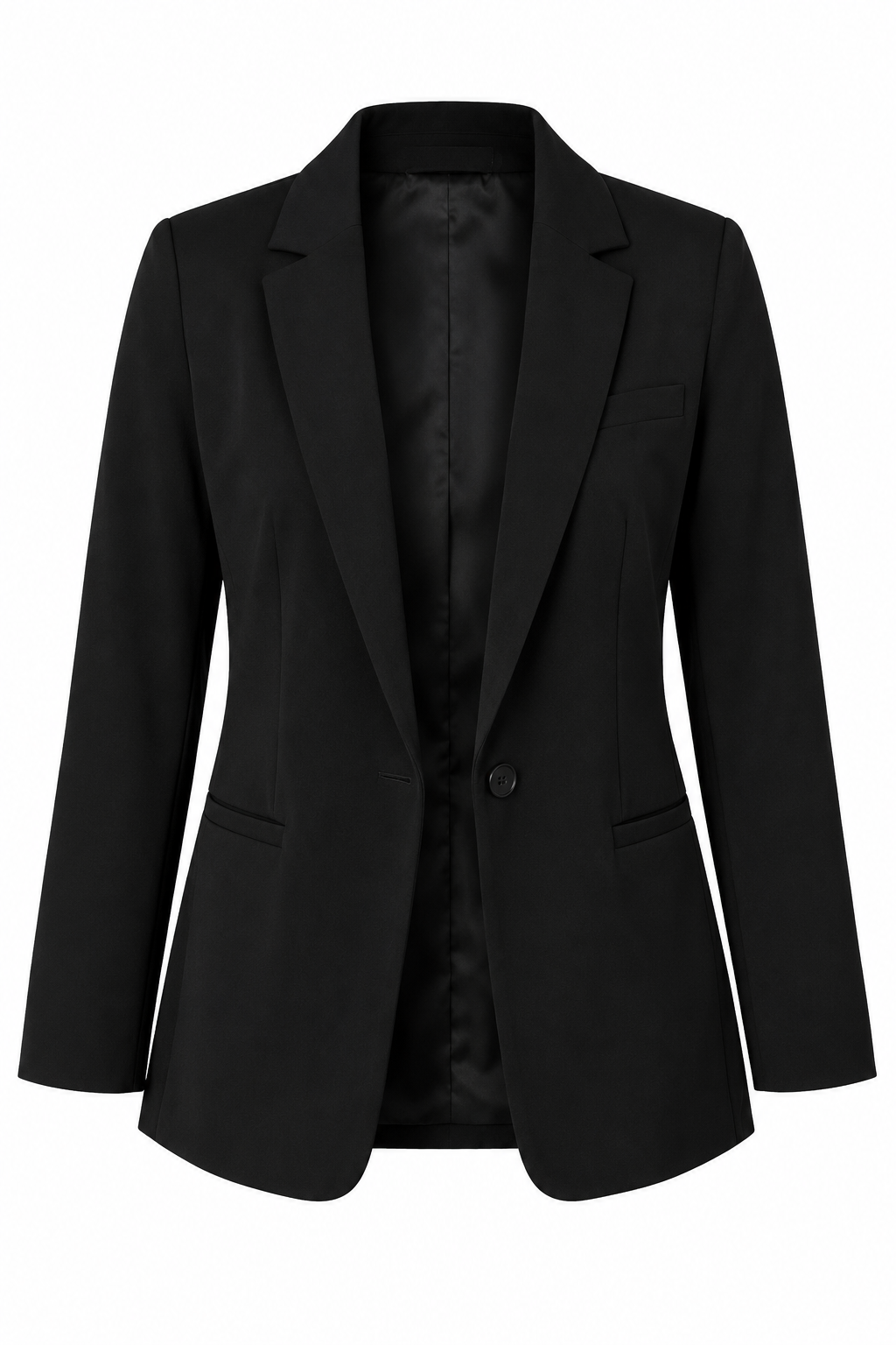 Black women's open-front blazer with side pockets and lined interior – The Soft Life After Hours Blazer™ by The Glow Lounge.